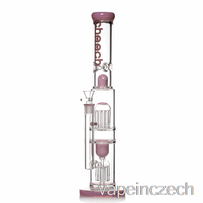 Cheech Glass Double Tree Big Rig Bong Pink Vape Bez Nikotinu